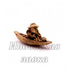 Фигурка Ганеш в лодке, бронза, 4 х 2 см.