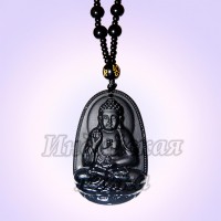 Чётки для медитации под камень с подвеской Будда 6мм, 38см, 108 Gray