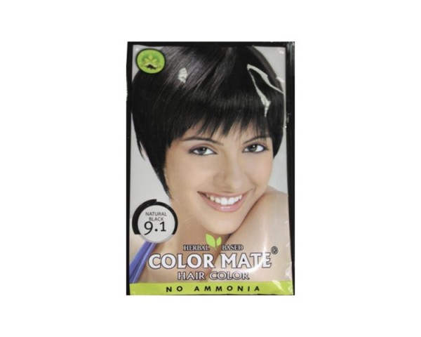 Краска для волос Color Mate Hair Color. Тон 9.1, цвет натуральный чёрный. 15гр.