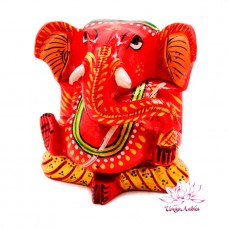 Статуэтка Ганеш Ganesh красный резная из деpева 11см