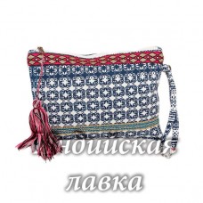 Сумка-косметичка с декоративной отделкой (хлопок) красная кисть